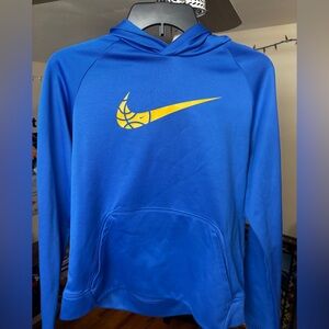 Nike Royal Blue Hoodie with Vibrant Yellow Swoosh